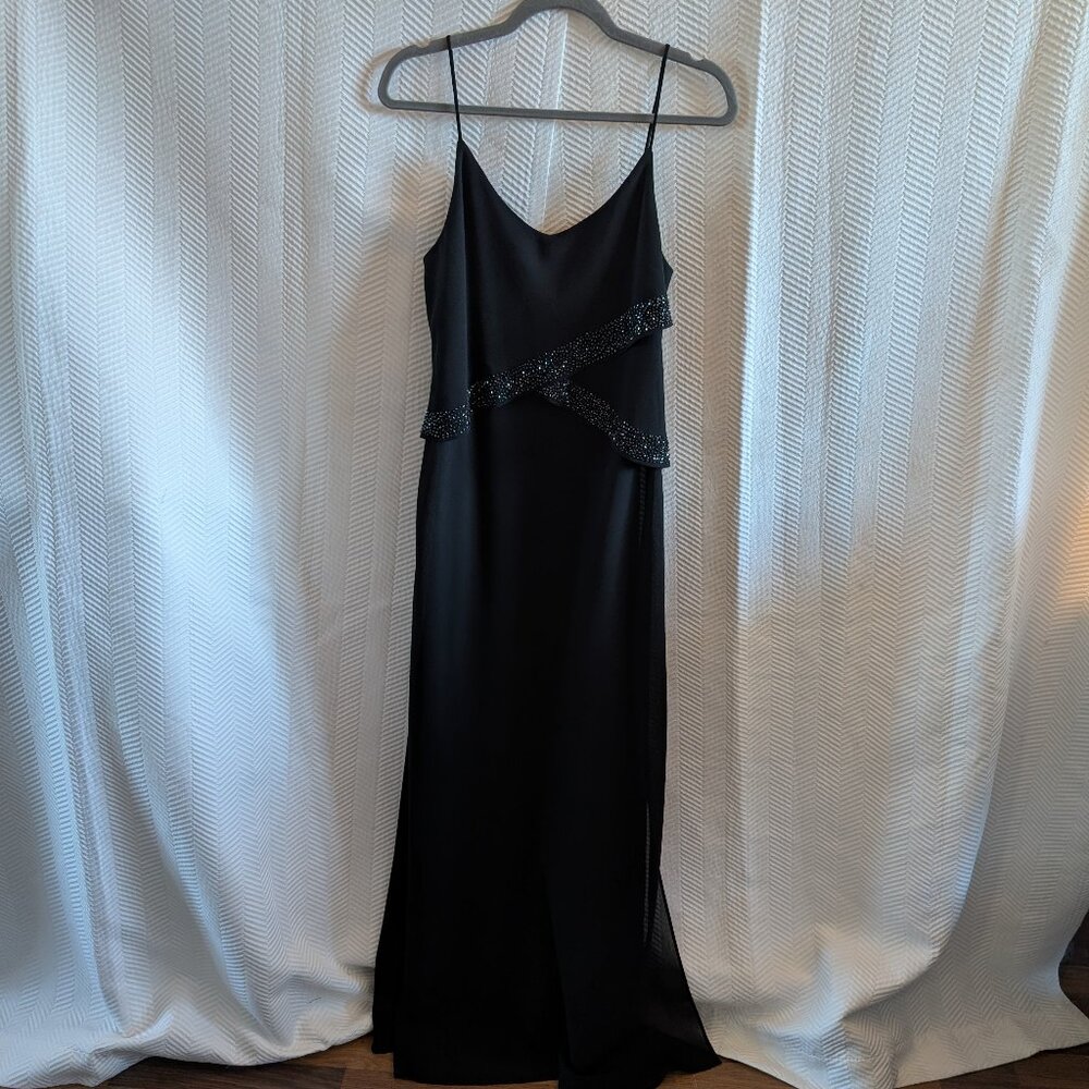 Vintage Jessica Black Beaded Maxi Slip Dress Size 10 Whimsigoth 90s Wedding